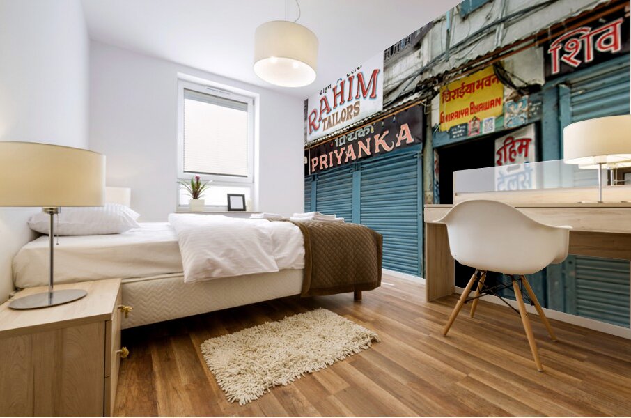 Holy cow resting on the street in Kathmandu Nepal Mural print