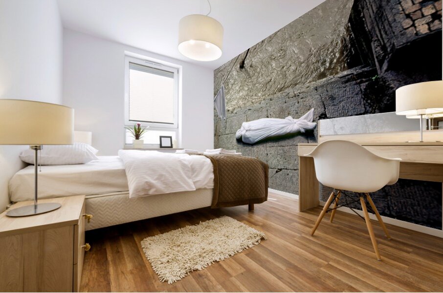 Cremation ceremony at Pashupatinath in Kathmandu Nepal Mural print