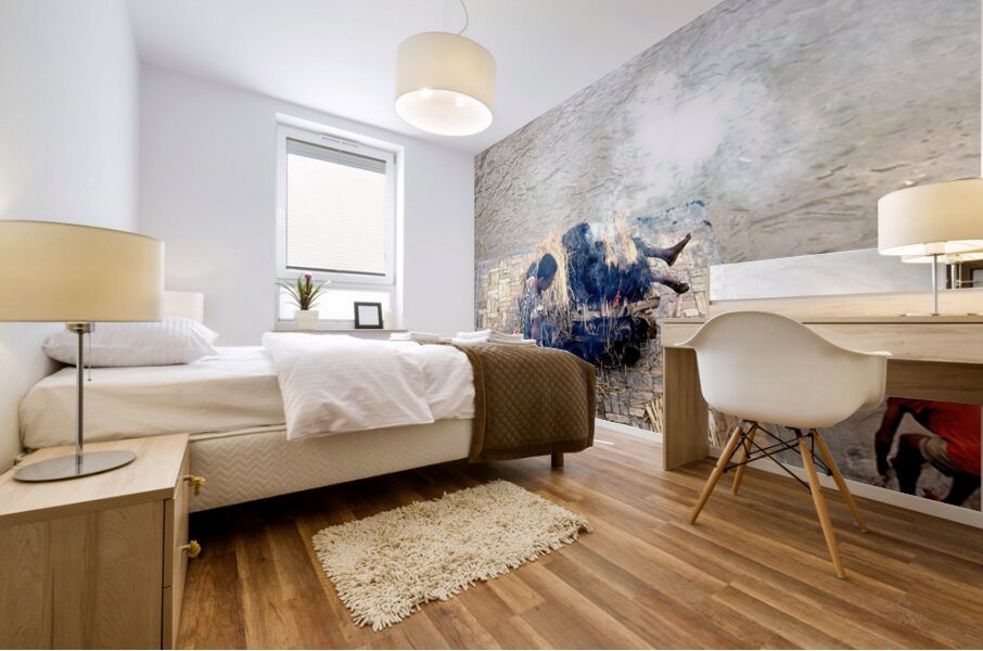 Cremation ceremony in Pashupatinath Kathmandu Nepal Mural print