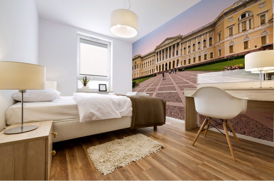 Visitors explore the Russian Museum in Saint Petersburg Mural print