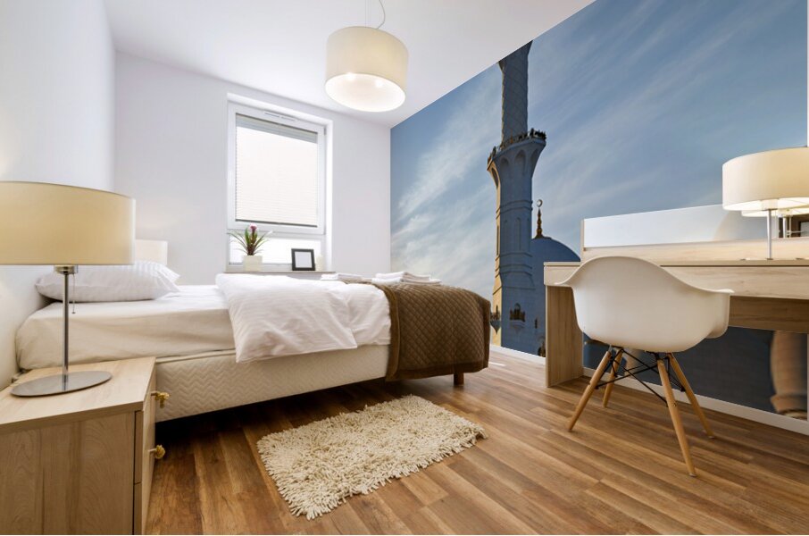 Sheikh Zayed Grand Mosque in Abu Dhabi during sunset Mural print