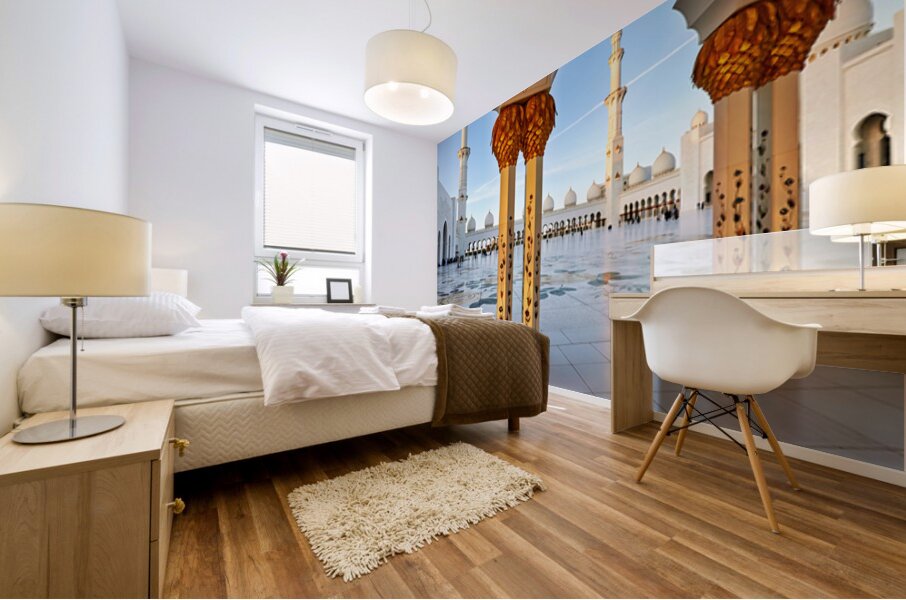 Visit to Sheikh Zayed Grand Mosque in Abu Dhabi at dawn Mural print