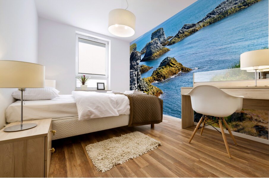 Arnarstapi cliffs show rocky coastline in Iceland Mural print