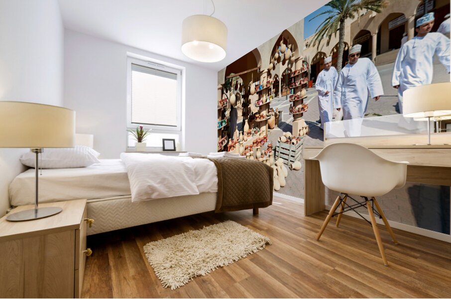 Visitors explore the market at Nizwa Oman during the day Mural print