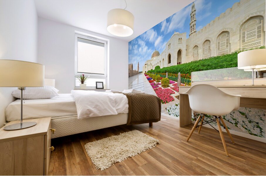 Visit Sultan Qaboos Grand Mosque in Muscat Oman during the day Mural print