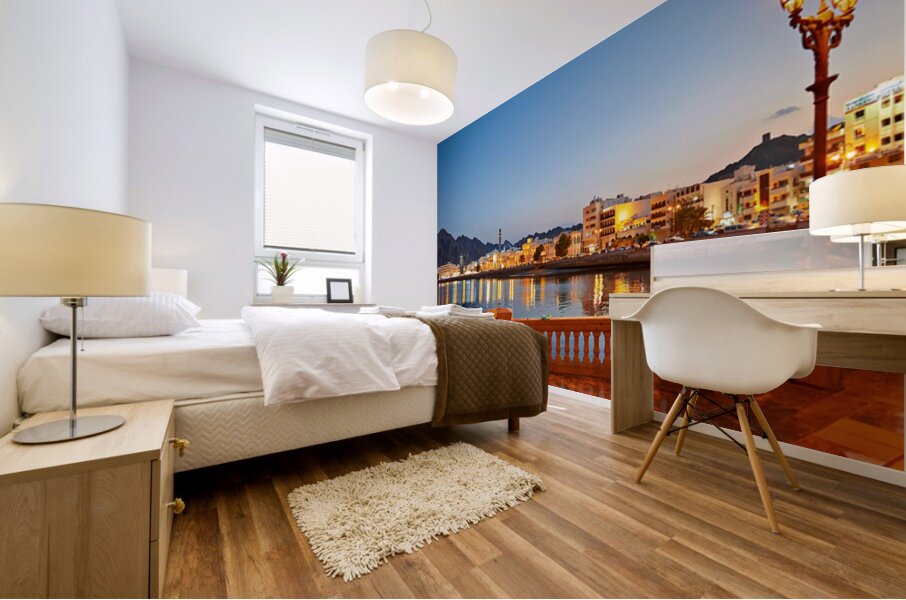 Waterfront scene in Muscat Oman during sunset hours Mural print