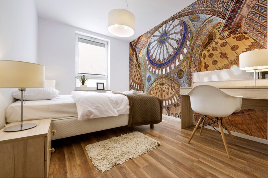 Exploring the interior of the Blue Mosque in Istanbul Turkey Mural print