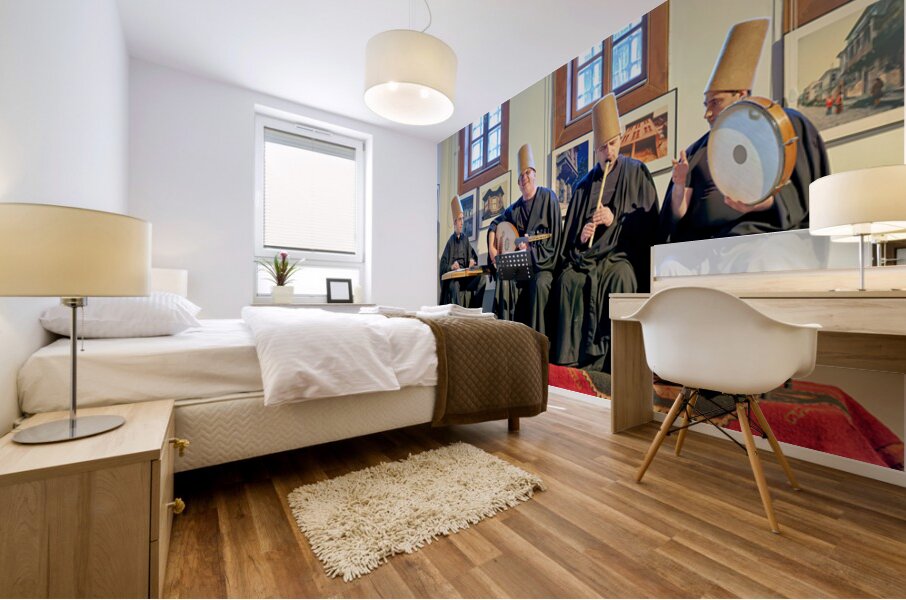 Dervishes perform in Istanbul at a Sufi event Mural print