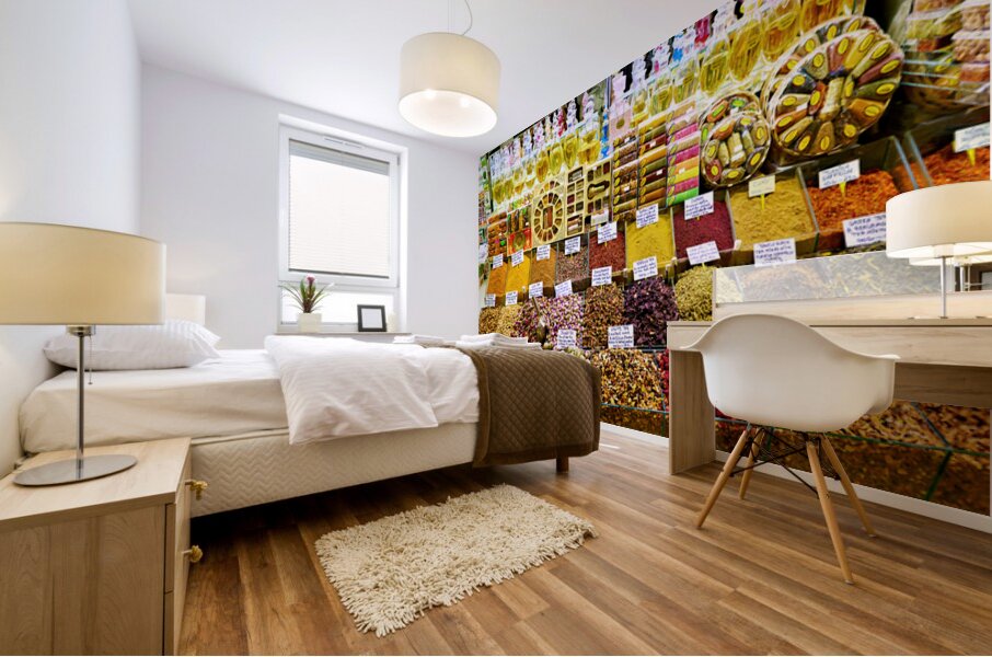 Discover many spices and oils in Istanbuls Grand Bazaar Mural print