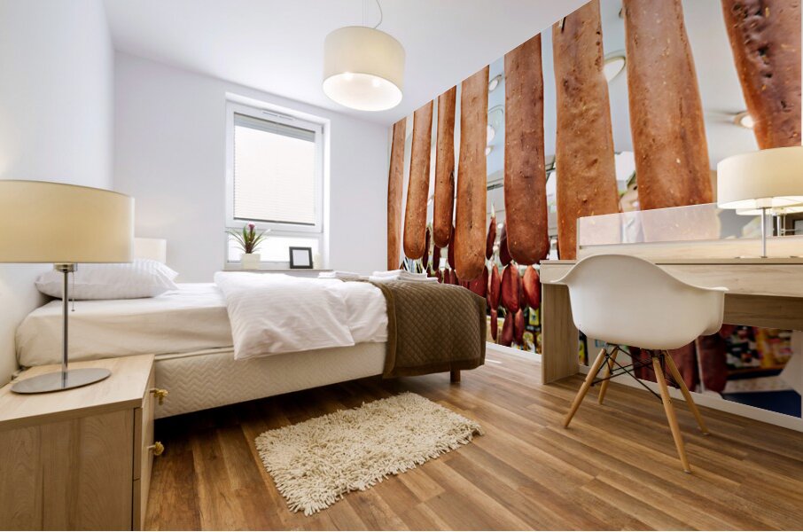 Market display of hanging food items in Grand Bazaar Istanbul Mural print