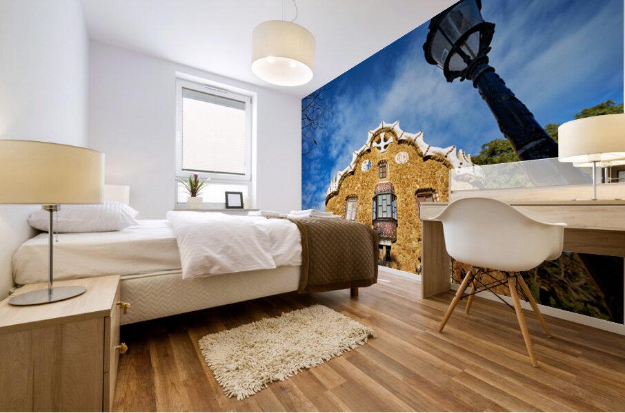 Gable of the fairytale house in park guell barcelona Mural print