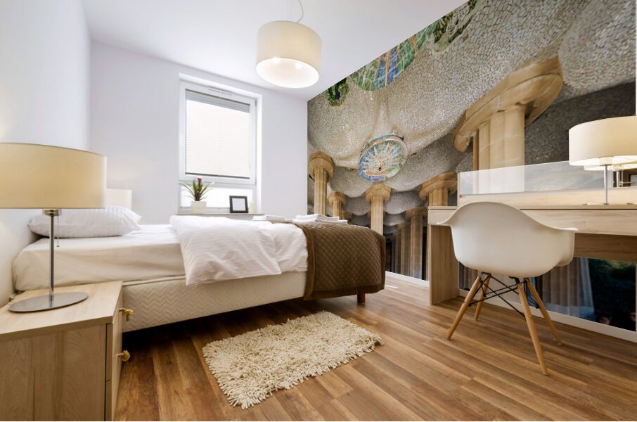 Columns and domes in Hypostyle Room at Park Guell Mural print