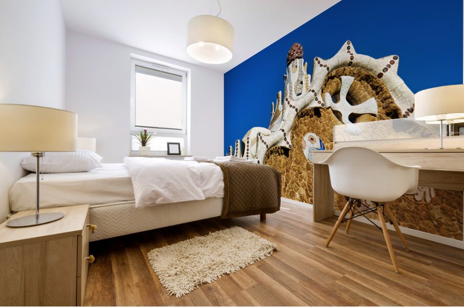 Gable of the fairytale house in park guell barcelona Mural print
