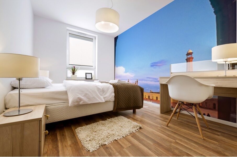 View of Badshahi Mosque in Lahore at sunset Mural print