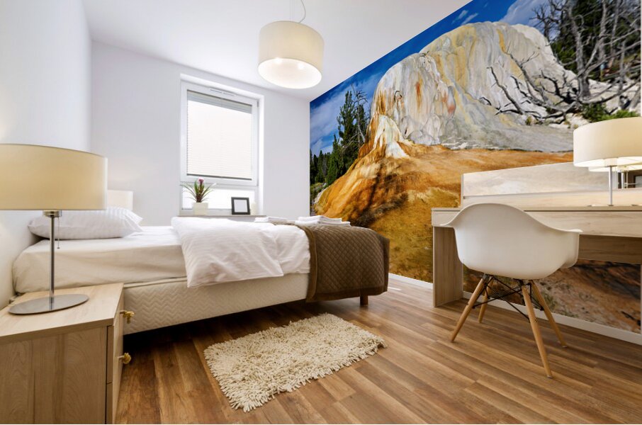 Yellowstone national park orange spring mound in usa Mural print