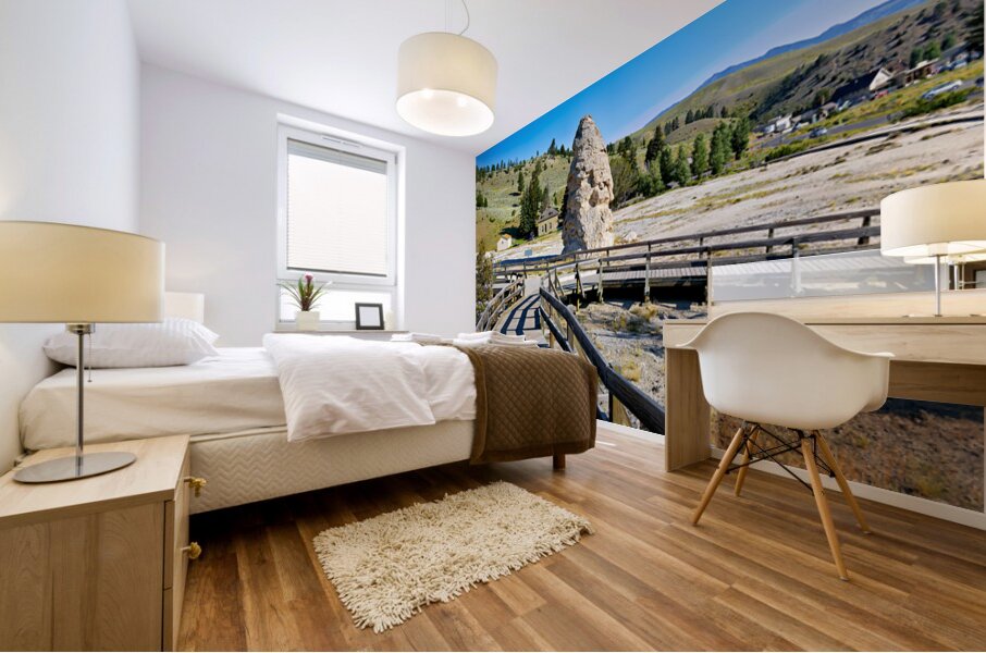 Exploring liberty cap in yellowstone national park usa Mural print