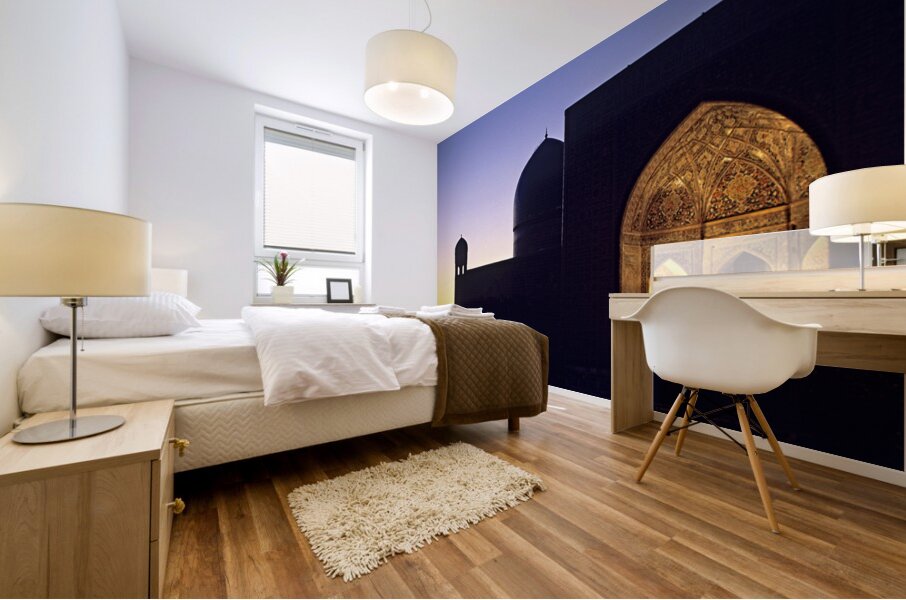 Sunset over registan in samarkand uzbekistan Mural print