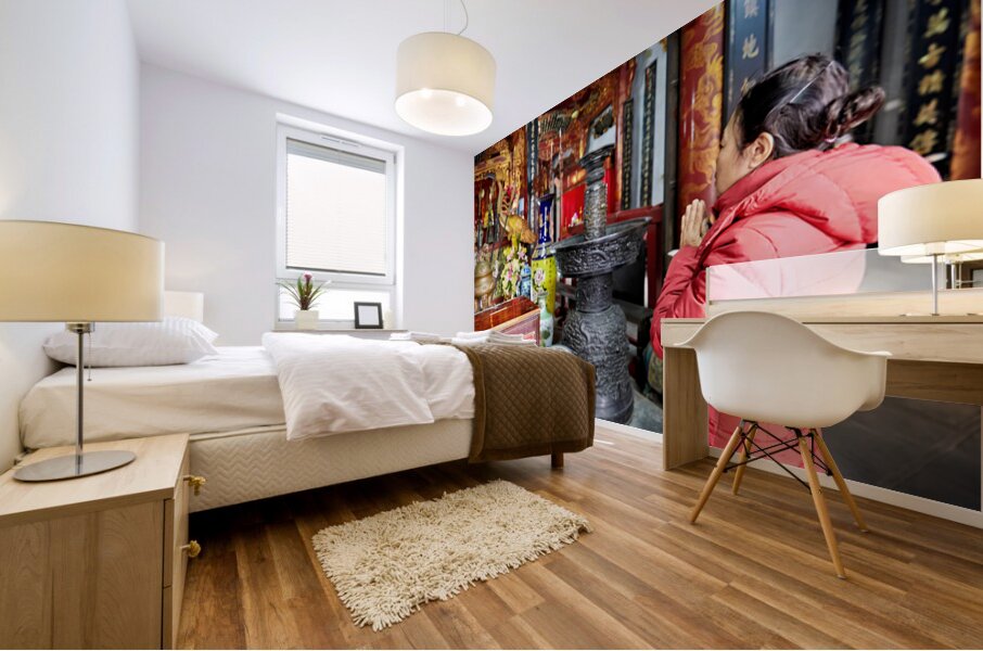 Praying at a temple in Ho Chi Minh City Vietnam Mural print