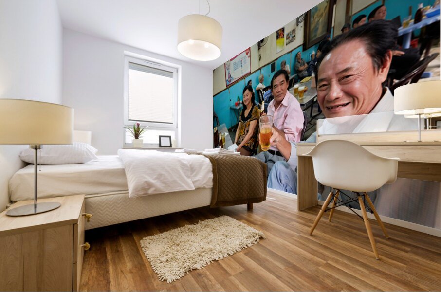 People enjoying time together in a cafe in Ho Chi Minh City Mural print