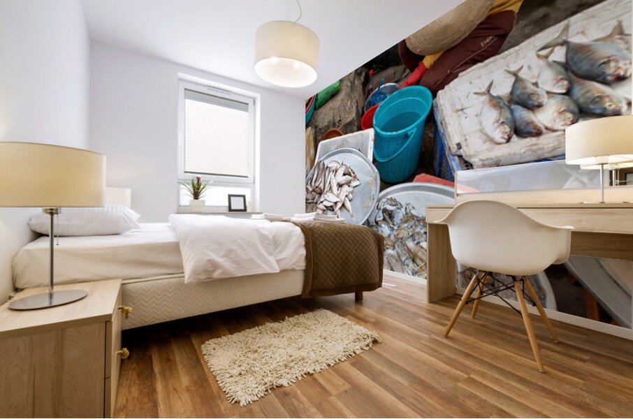 Local fish market in Phu Quoc Vietnam during daytime hours Mural print