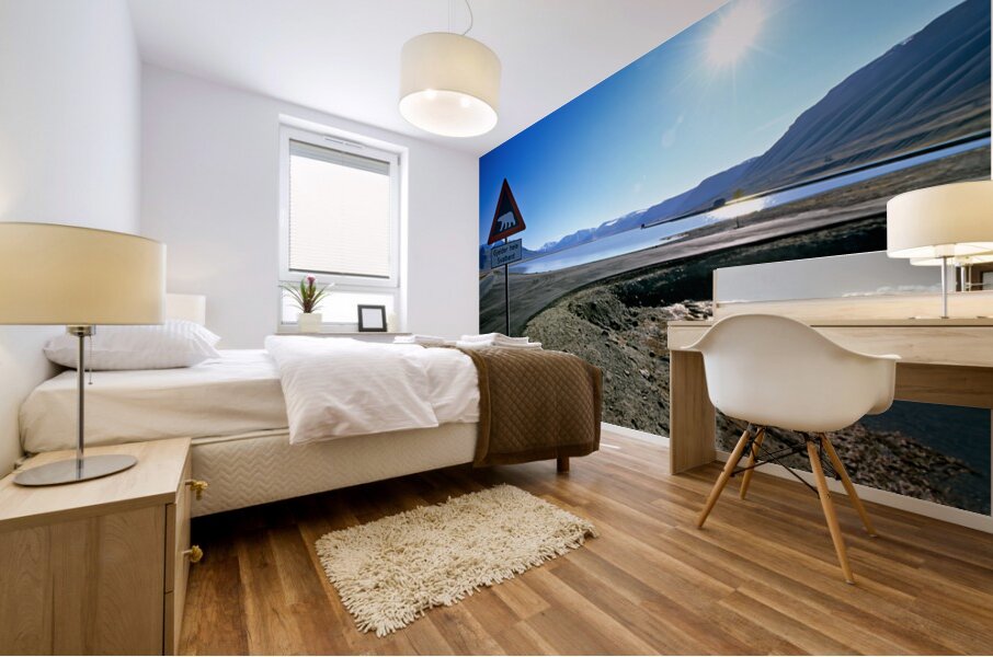 Warning signs in Longyearbyen Svalbard Archipelago Norway Mural print