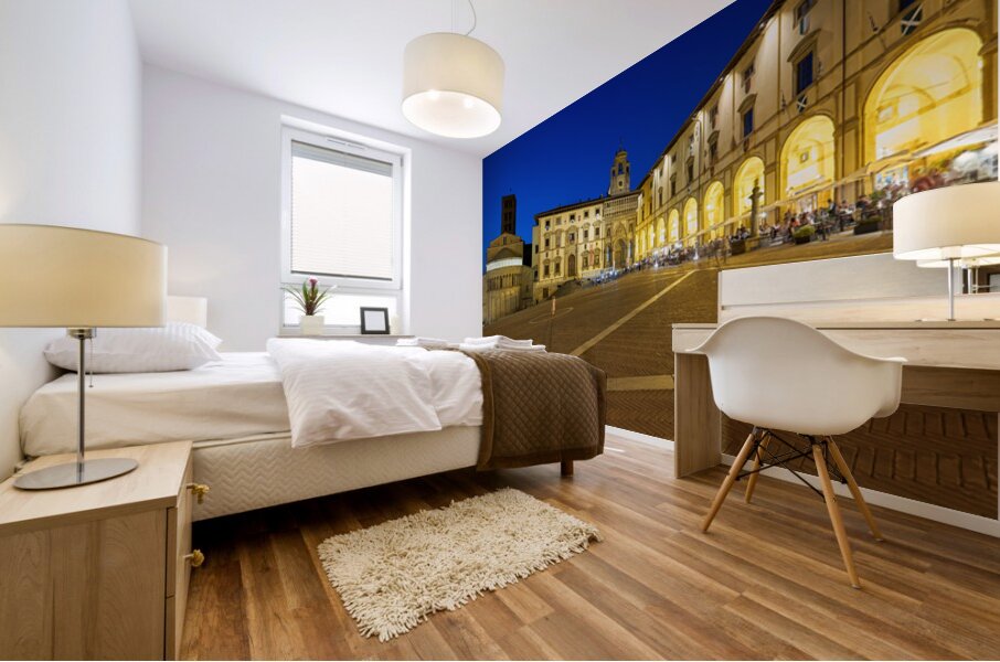 Piazza Grande in Arezzo at sunset with glowing architecture Mural print
