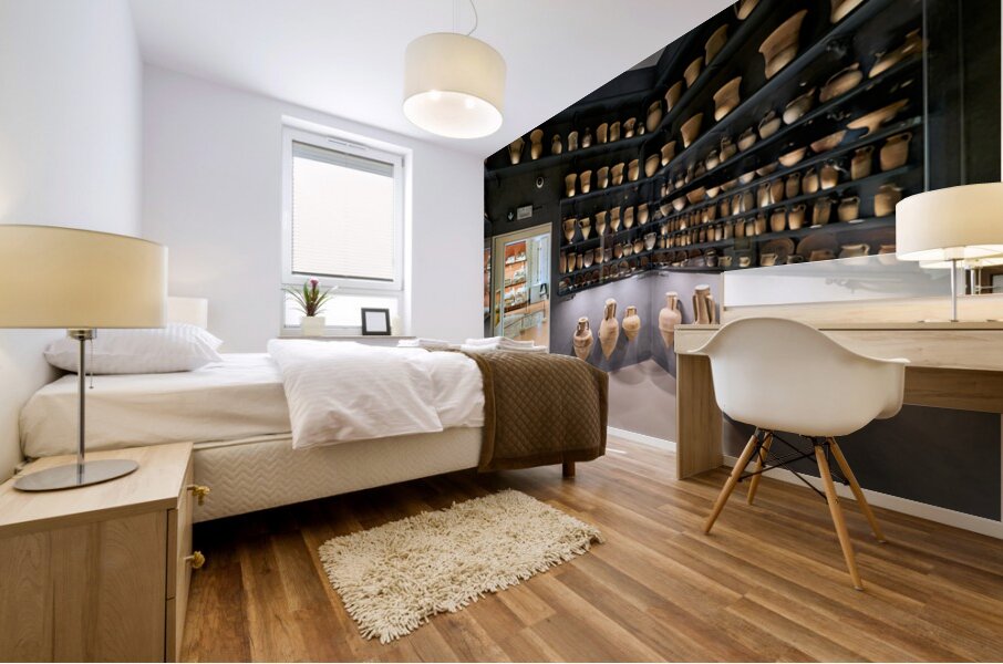 Cinerary urns in Guarnacci Museum of Etruscan artifacts Mural print