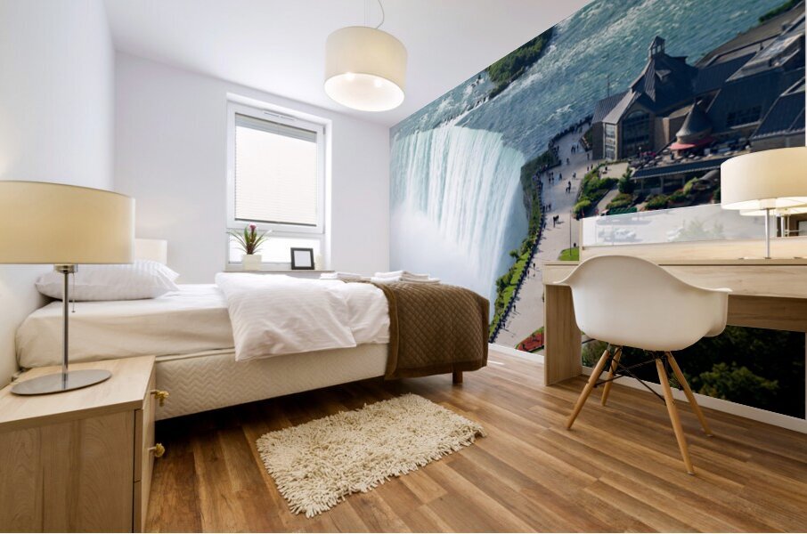 Iconic Niagara Falls viewing platform and visitor center. Mural print