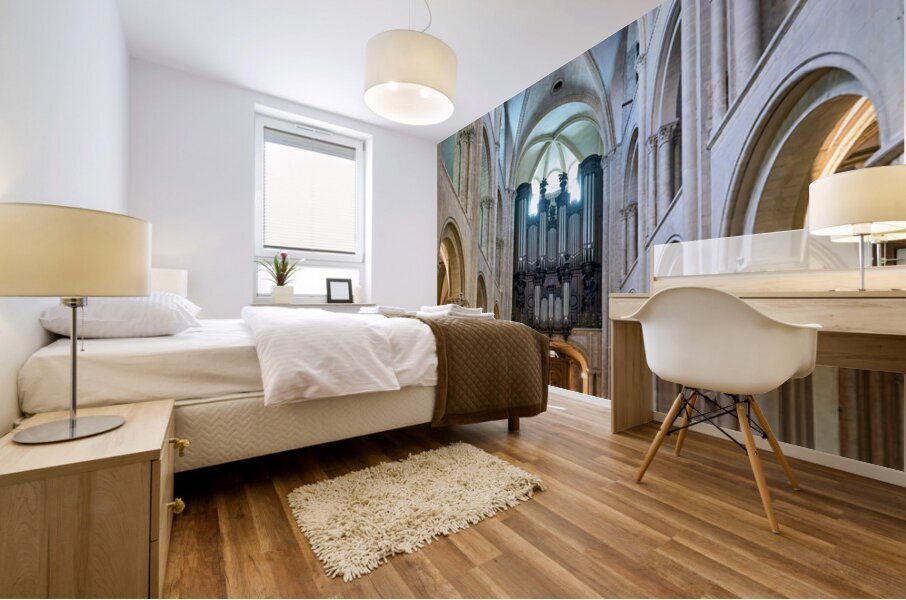 Pipe organ inside Abbey of Saint Etienne in Caen Normandy Mural print