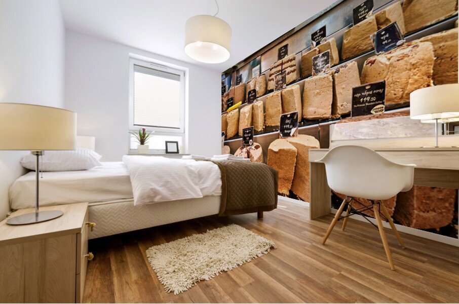 Cheese display at Mahane Yehuda Market in Jerusalem Mural print