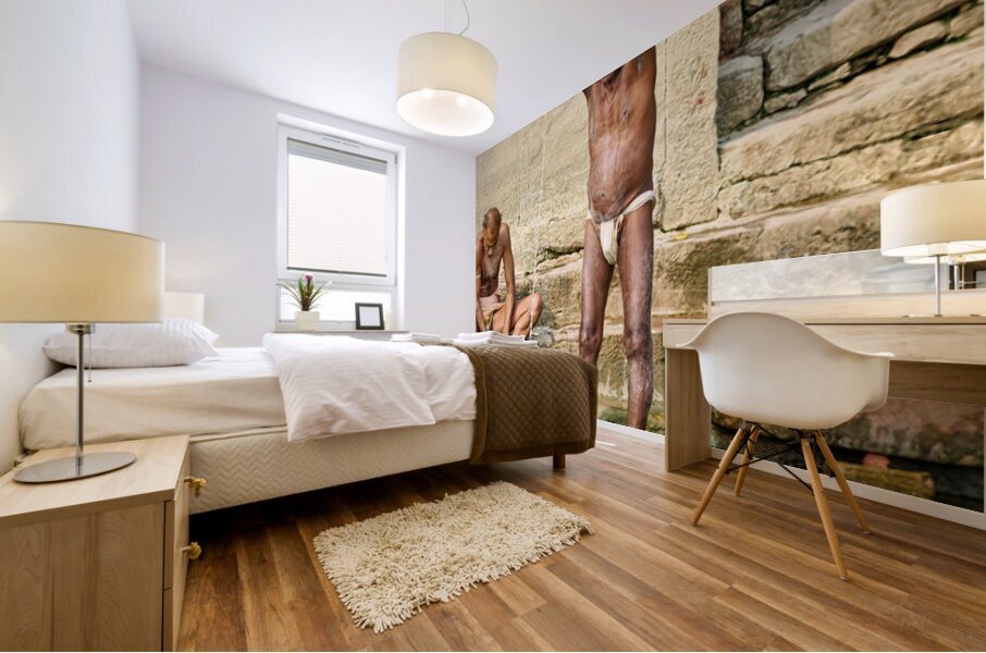 Sacred ablutions at the Ganges river in Varanasi Uttar Pradesh Mural print