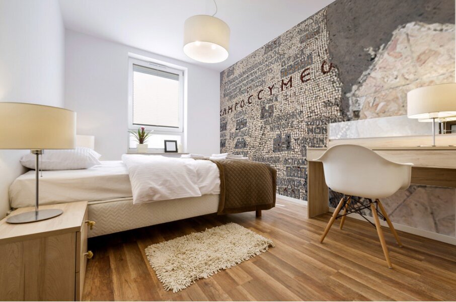 Madaba Map located in the Greek Orthodox Basilica of Saint Georg Mural print