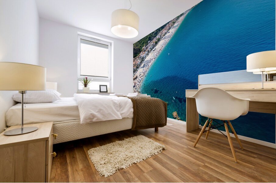 Leisure time at Marina Grande beach in Scilla Calabria Italy Mural print