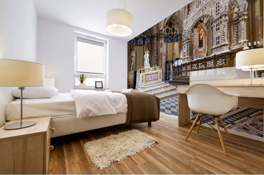 Orsanmichele gothic church interior in Florence Tuscany Italy Mural print