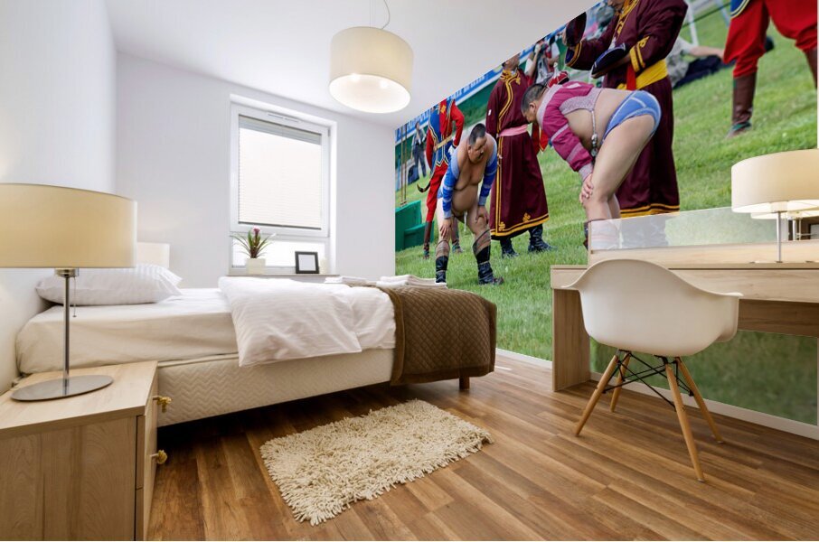 Wrestling games at Naadam festival in Ulaanbaatar Mongolia Mural print