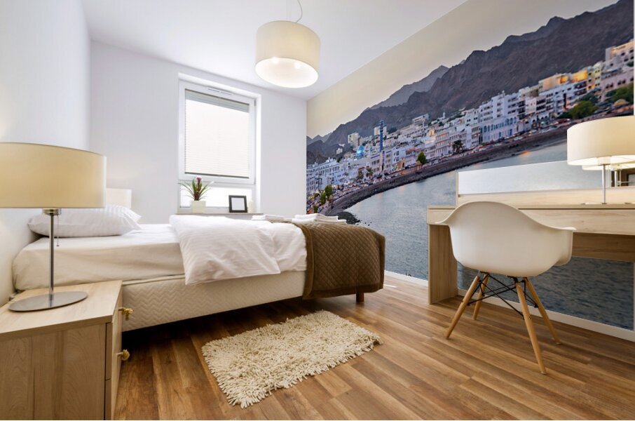 Waterfront cityscape view of Muscat Oman at dusk Mural print