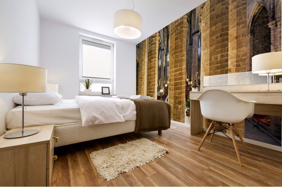 Visit to Santa Maria del Mar church in Barcelona Spain Mural print