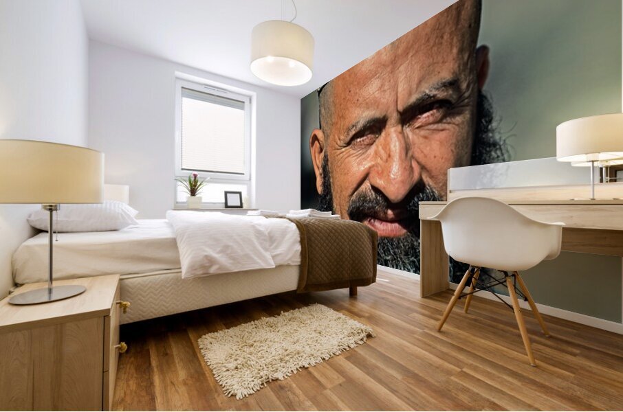 Portrait of a bearded man in Pakistan during daylight Mural print