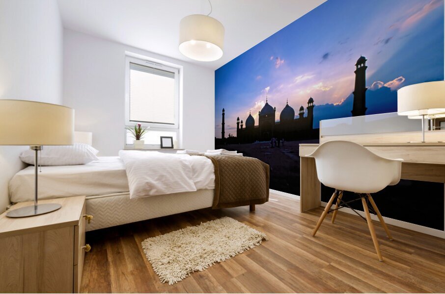 Sunset view of Badshahi Mosque in Lahore Pakistan Mural print