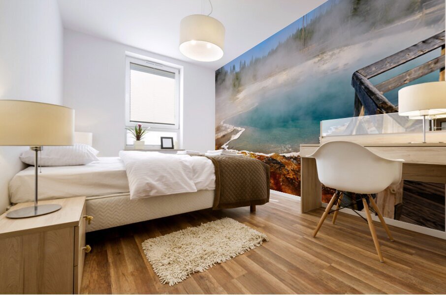 View of abyss pool in yellowstone national park usa Mural print