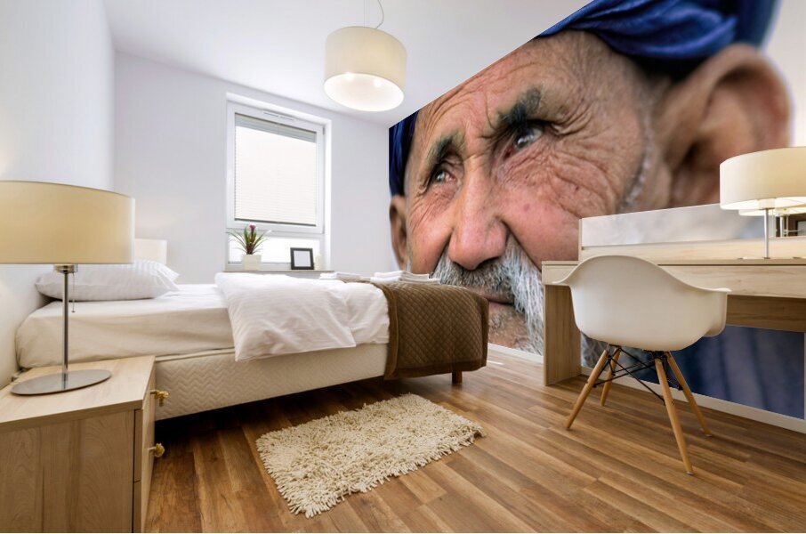 Portrait of an old man in Khiva Uzbekistan Mural print