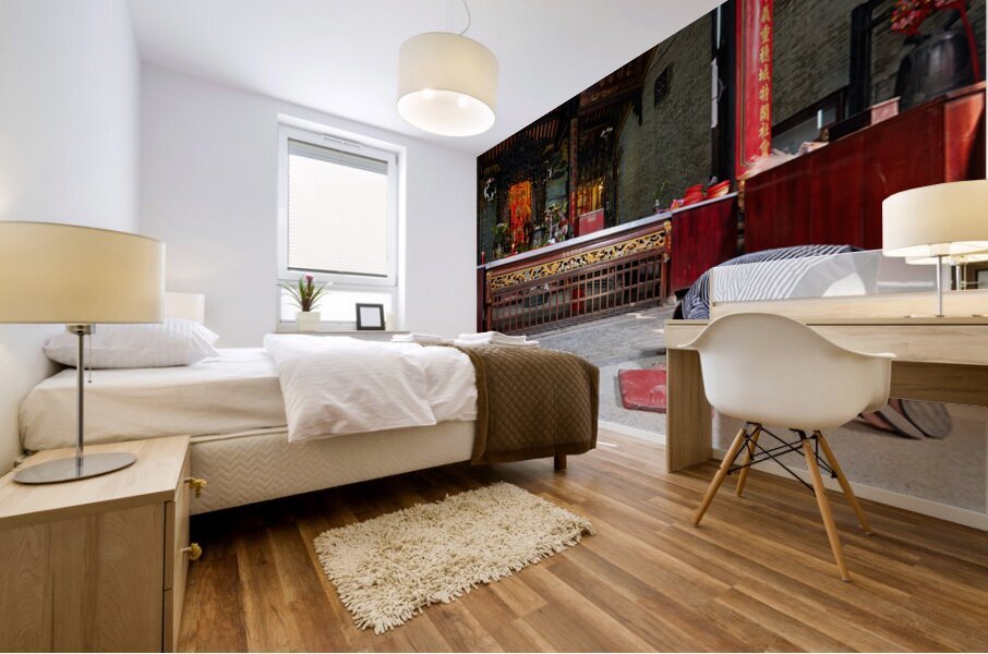 Worshippers at a temple in Ho Chi Minh Vietnam Mural print