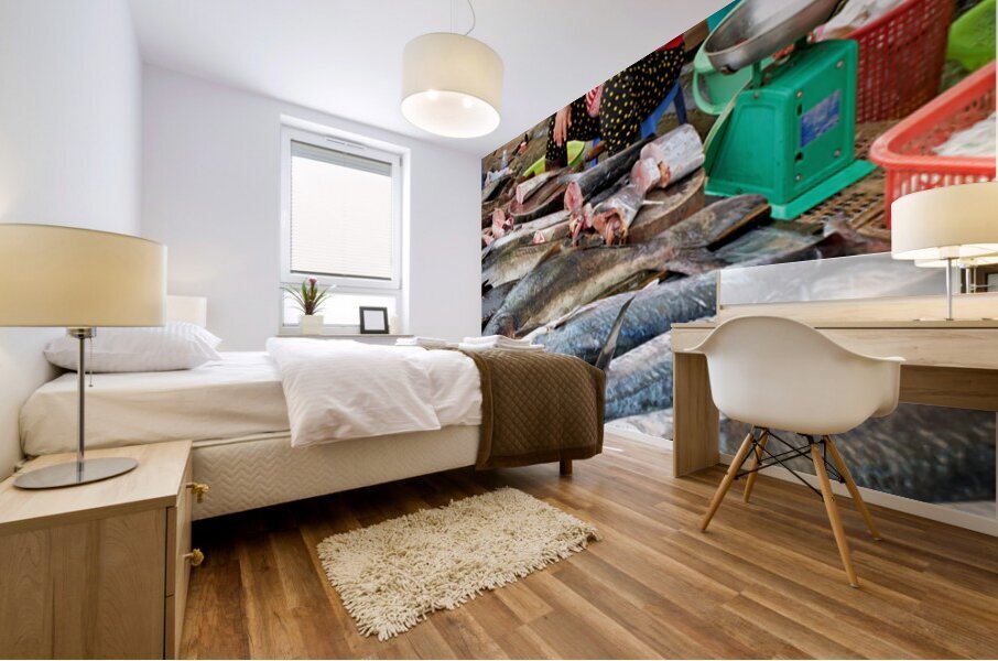 Fish market scene in Phu Quoc Vietnam during the day Mural print