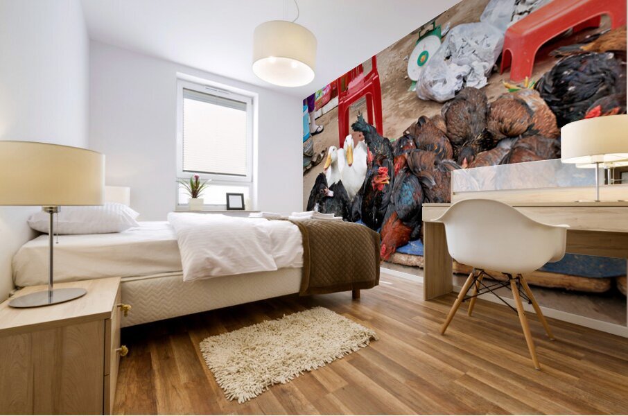 Market scene with live ducks and chickens in Phu Quoc Mural print