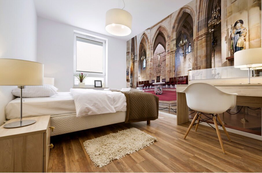 Exploring Bilbao cathedral in Spain during the day Mural print