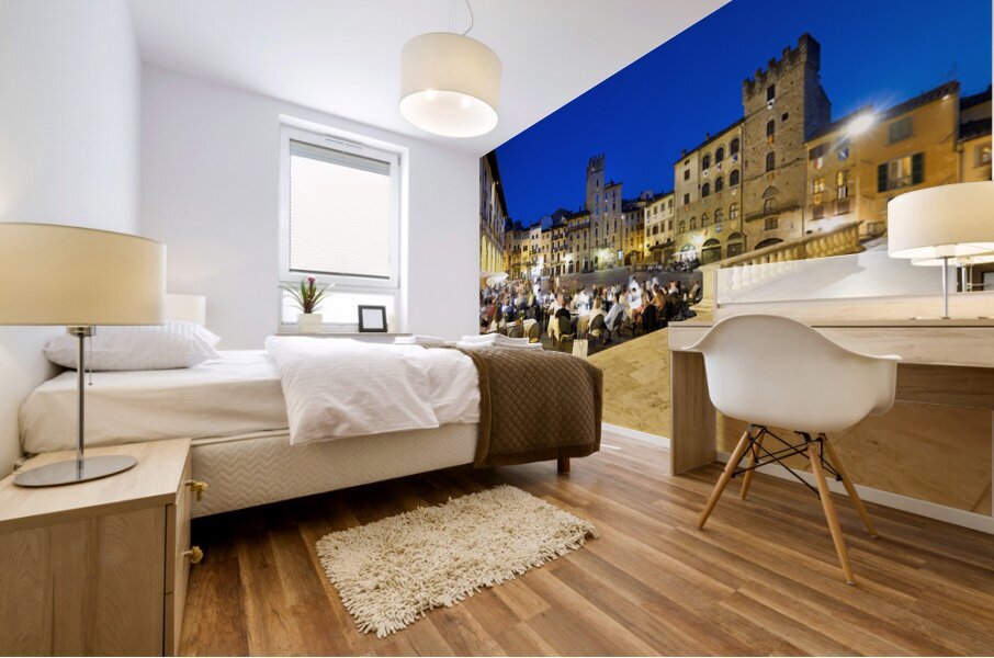 Piazza Grande at sunset offers dining and socializing in Arezzo Mural print