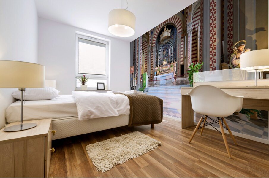 Basilica Santa Margherita in Cortona Italy with church altar Mural print