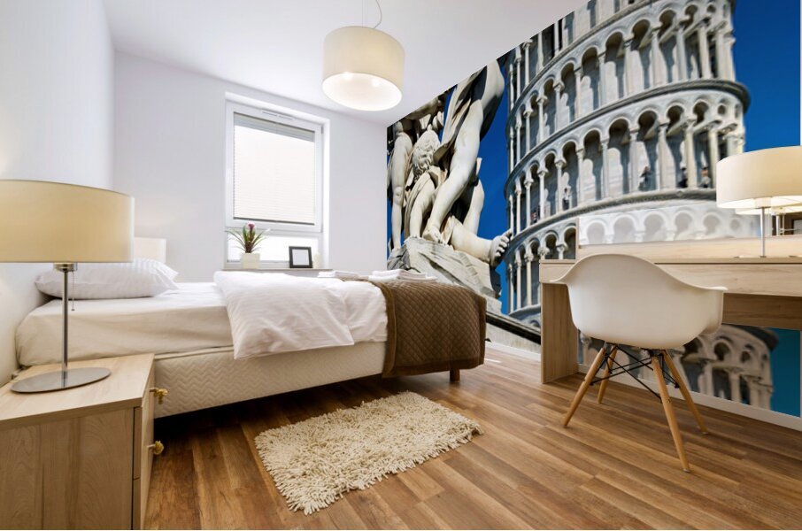 Visitors enjoy Piazza dei Miracoli with the Leaning Tower Mural print