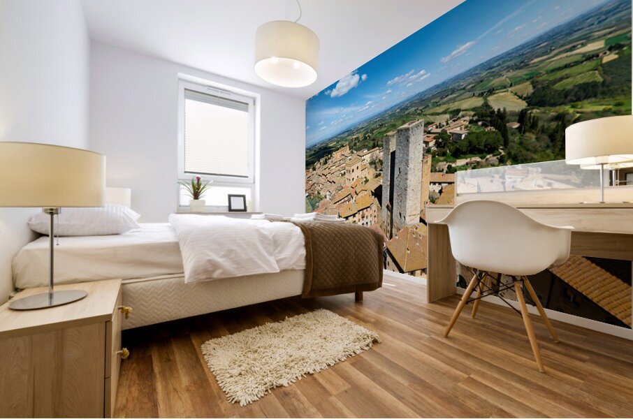 Aerial view of San Gimignano in Tuscany during the day Mural print