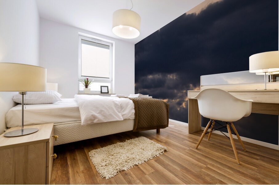 Sunset in Val dOrcia with cypresses in Tuscany Italy Mural print